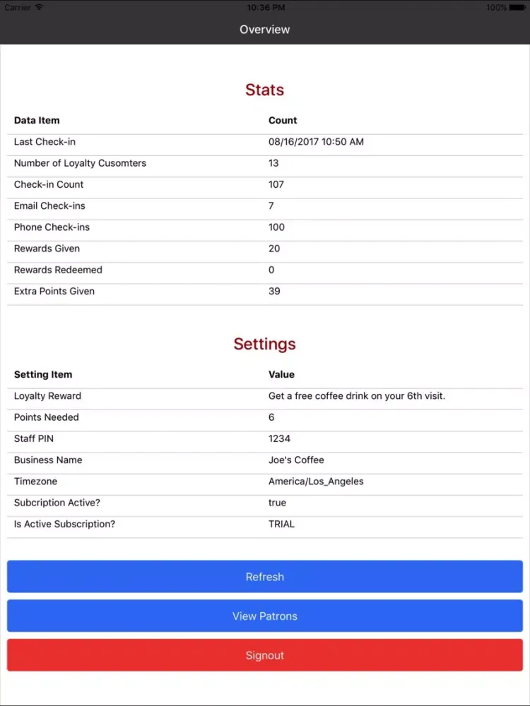 Скриншоты Dashboard for Instaloyal iPad 