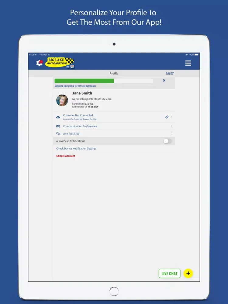 Скриншоты Big Lake Automotive iPad 