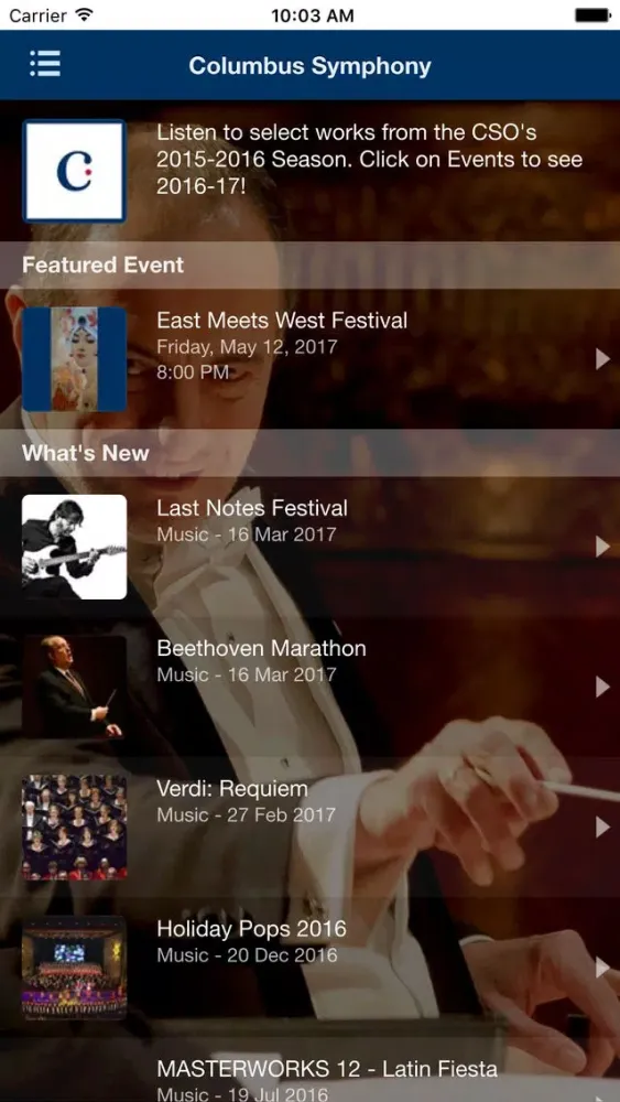 Capturas de pantalla de Columbus Symphony