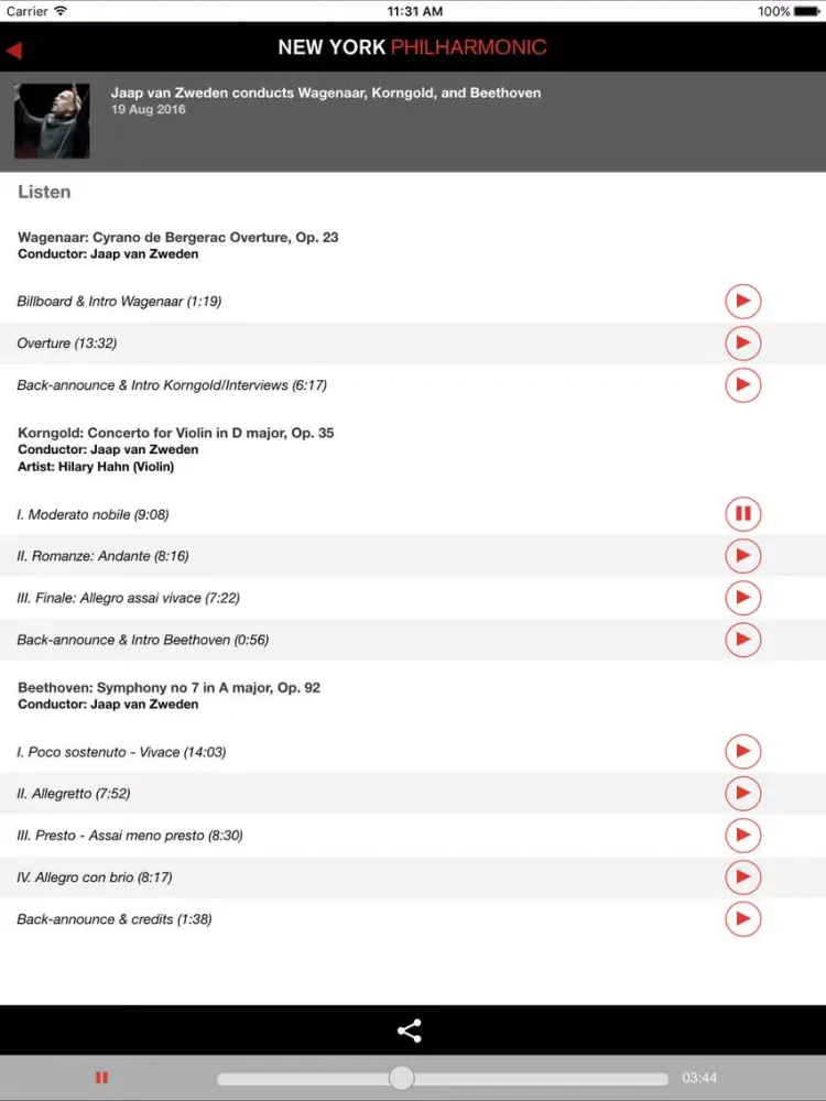 New York Philharmonic iPad  Ekran Görüntüleri