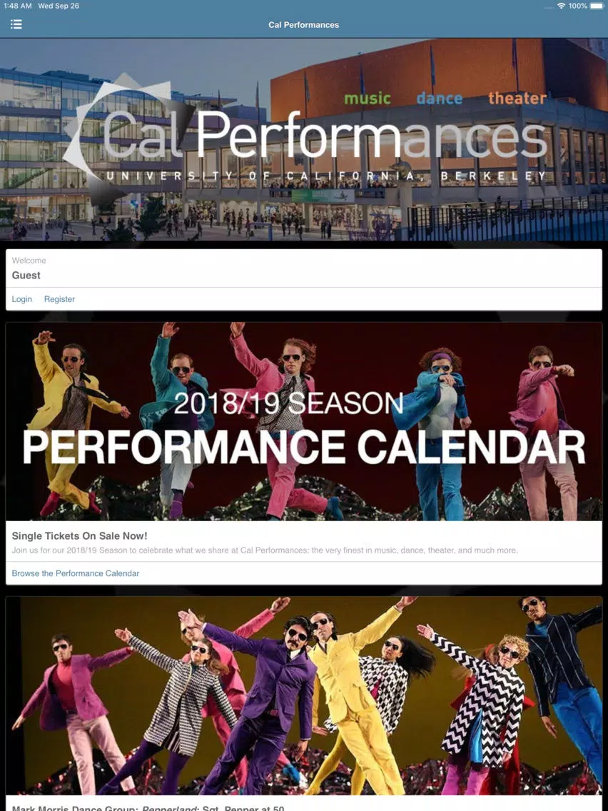 Cal Performances iPad  スクリーンショット