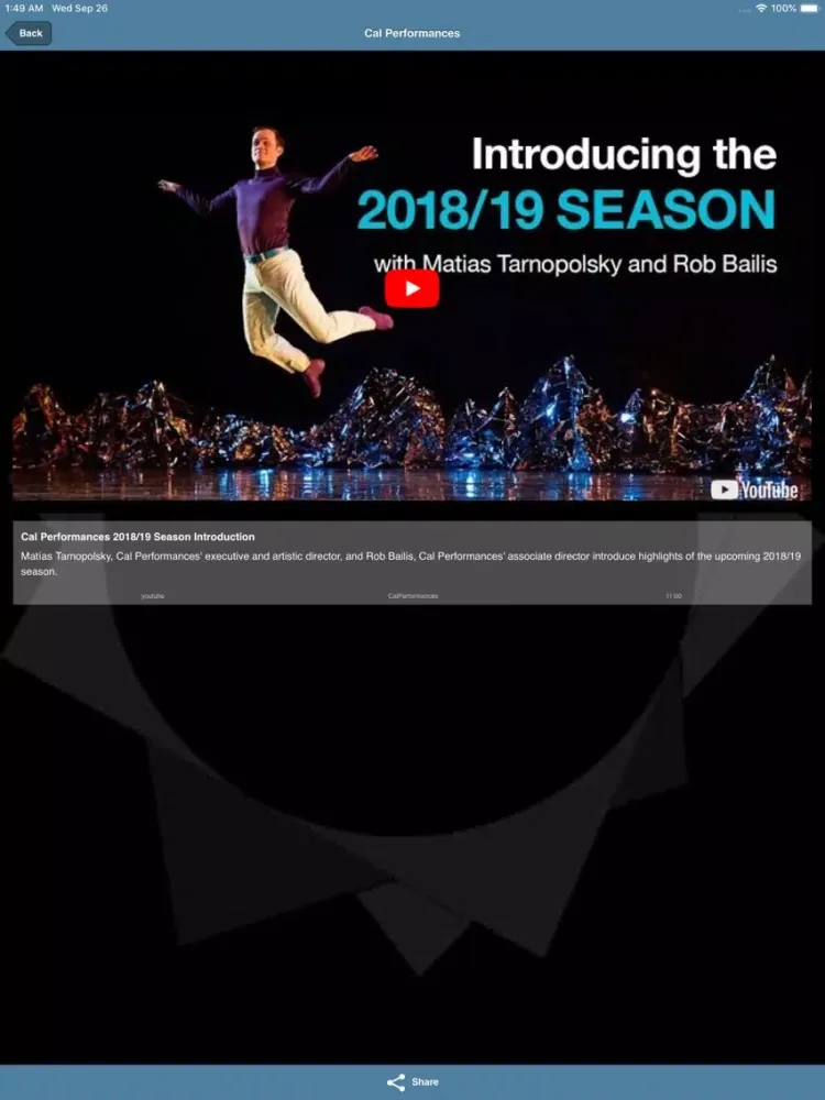 Tangkapan skrin Cal Performances iPad 