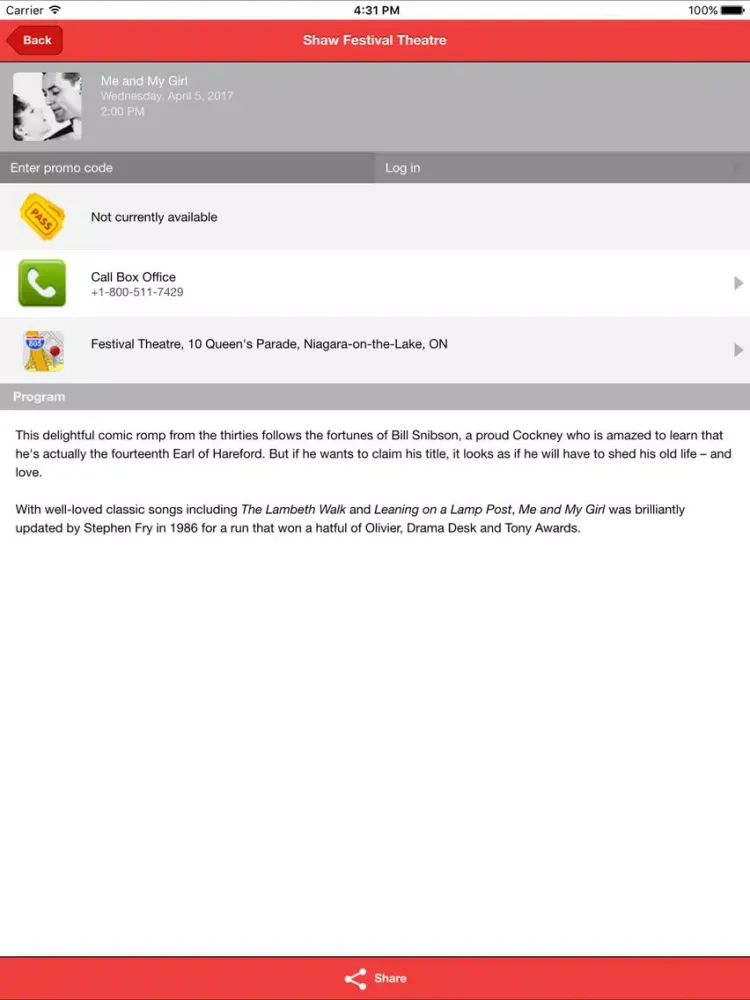 Shaw Festival iPad 應用截圖