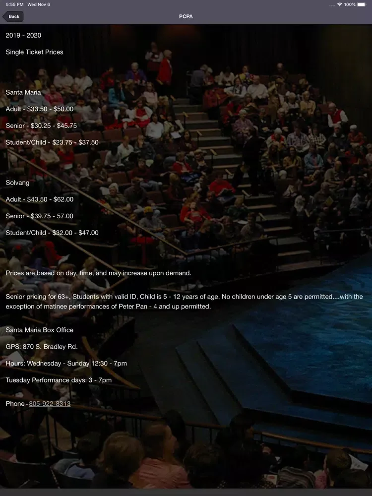 Pacific Conservatory Theatre iPad  Screenshots