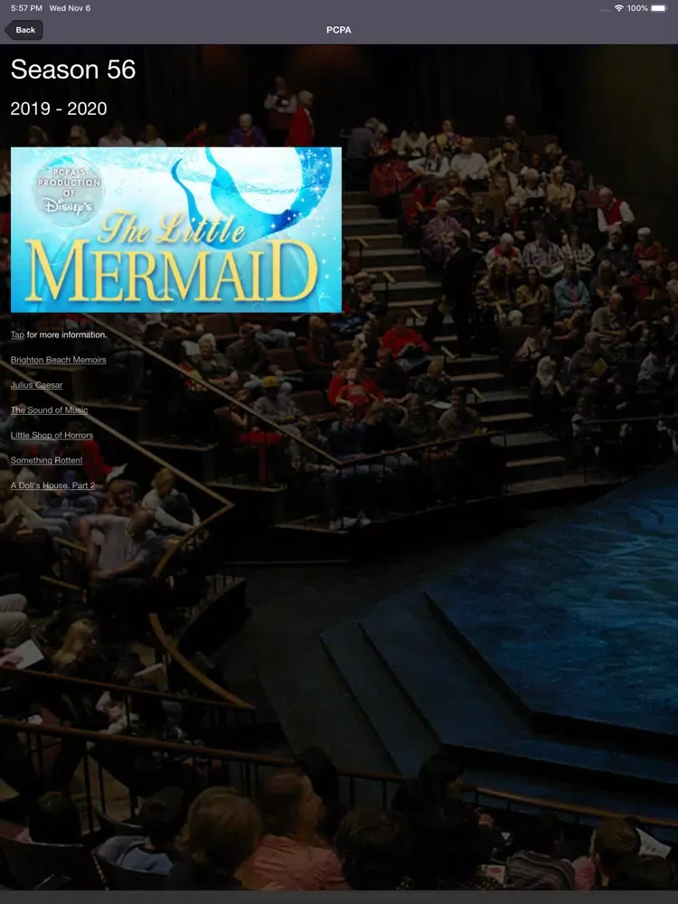Pacific Conservatory Theatre iPad  Screenshots