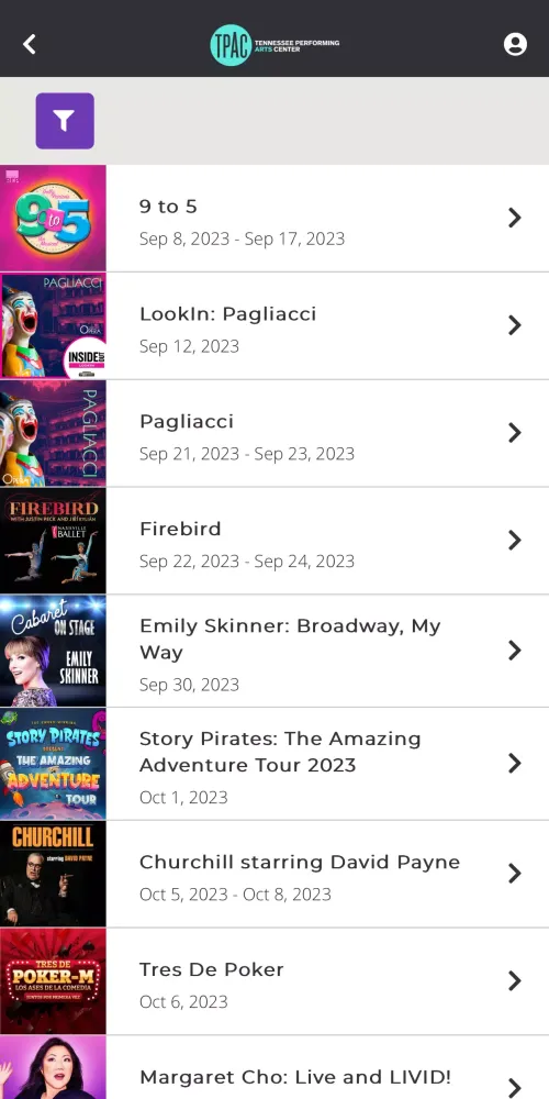 TPAC Concierge Screenshots