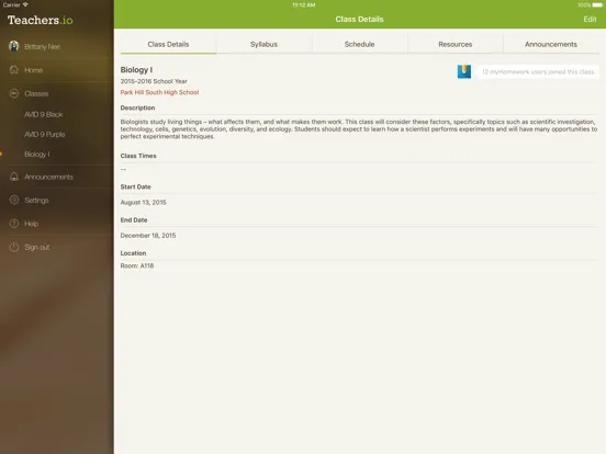 ภาพหน้าจอของ Teachers.io iPad 