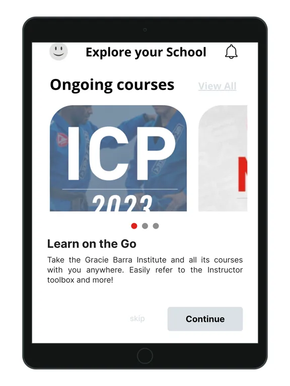 Tangkapan layar Gracie Barra Institute iPad 