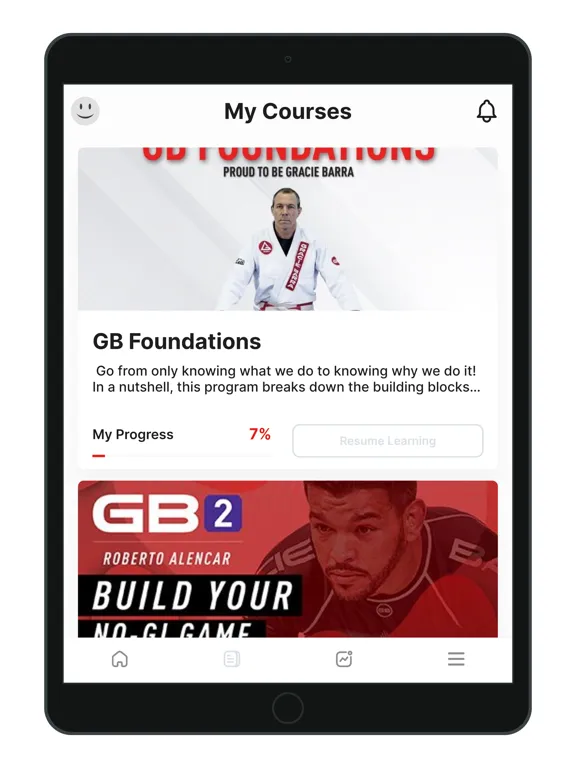 Tangkapan layar Gracie Barra Institute iPad 