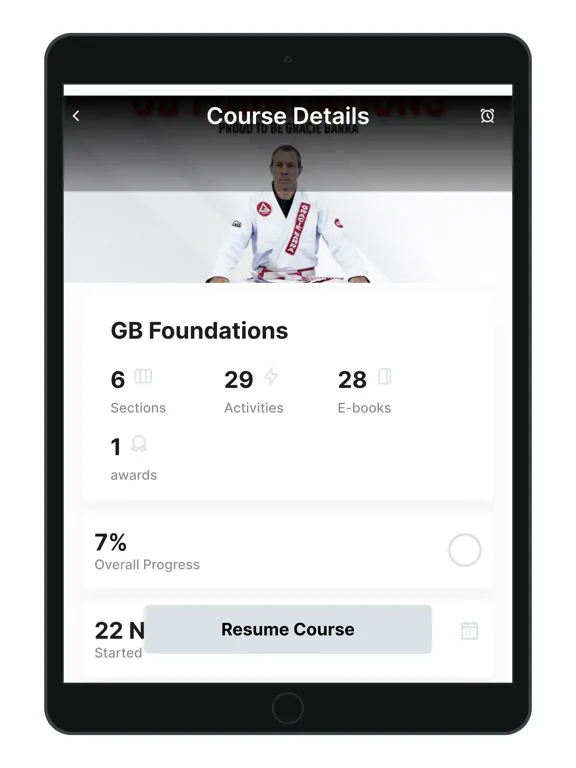 Tangkapan layar Gracie Barra Institute iPad 