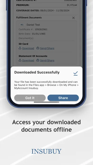 Ảnh chụp màn hình của Insubuy MyAccount