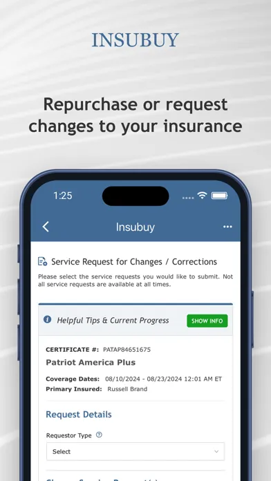 Ảnh chụp màn hình của Insubuy MyAccount