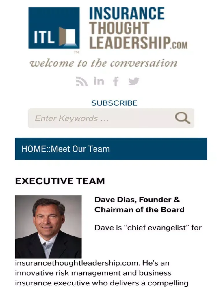 Insurance Thought Leadership - Strategy, Publishing, Promotion and Reporting iPad  스크린샷