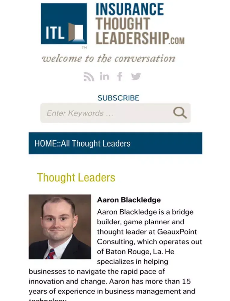 Insurance Thought Leadership - Strategy, Publishing, Promotion and Reporting iPad  스크린샷