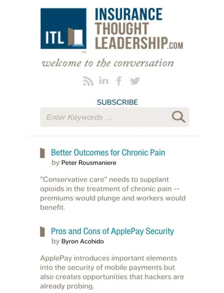 Insurance Thought Leadership - Strategy, Publishing, Promotion and Reporting iPad  스크린샷