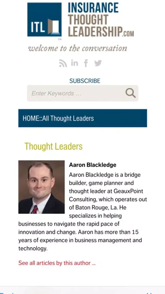 Insurance Thought Leadership - Strategy, Publishing, Promotion and Reporting 스크린샷