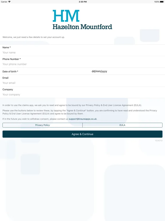 Ảnh chụp màn hình của Hazelton Mountford Claims App iPad 