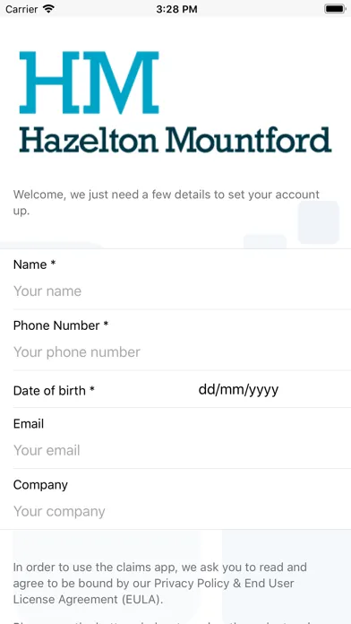 Ảnh chụp màn hình của Hazelton Mountford Claims App