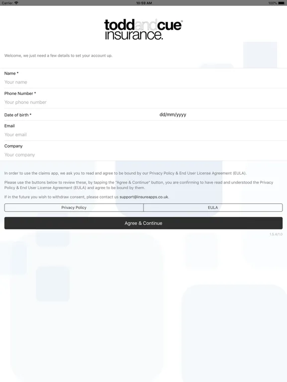 Todd & Cue Ltd Claims App iPad  Ekran Görüntüleri