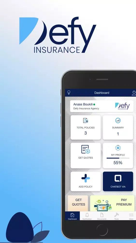 Capturas de tela do Defy Insurance Agency