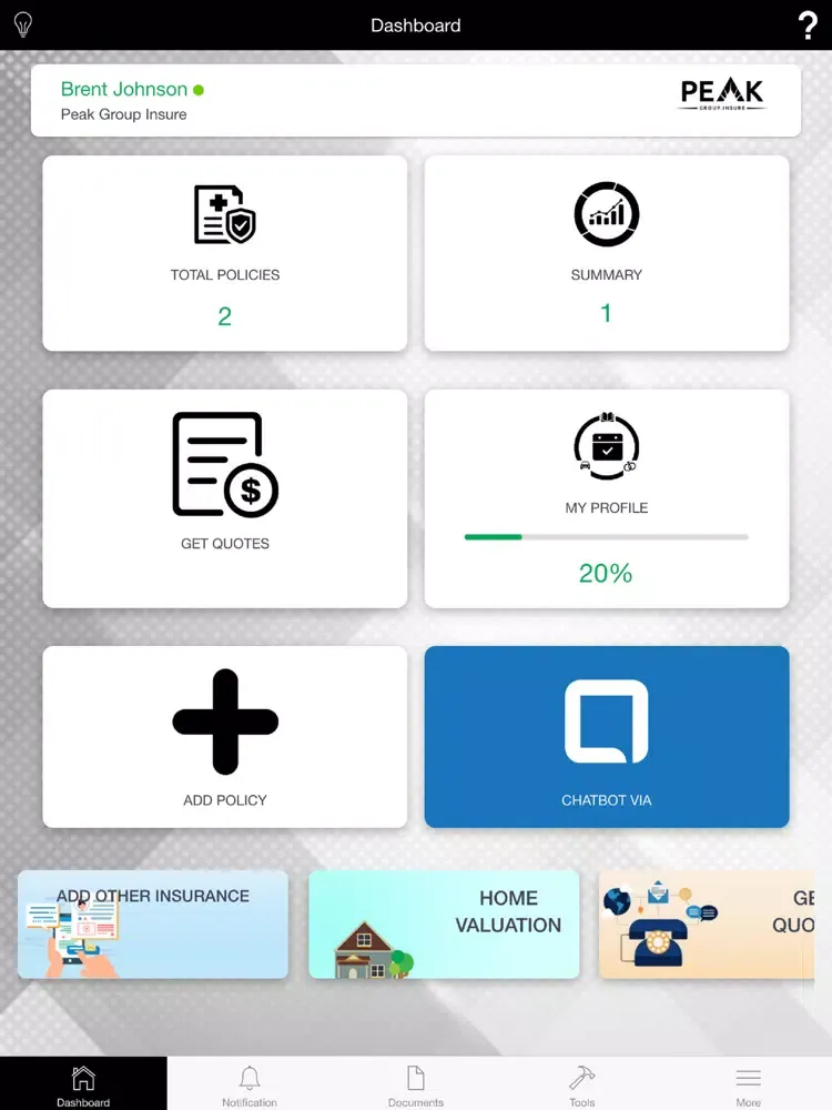 صور Peak Insurance Assistant iPad 