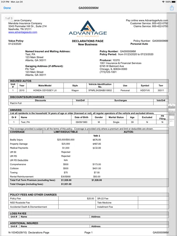 Ảnh chụp màn hình của Advantage Auto MGA iPad