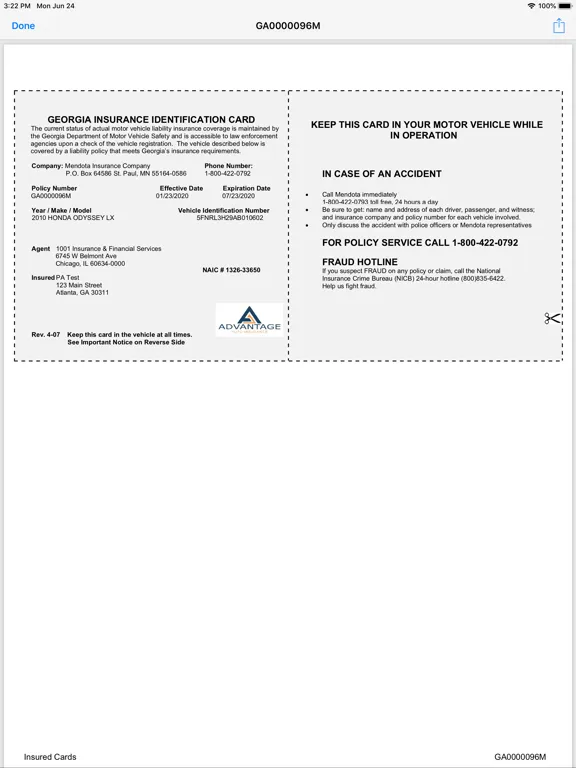 Ảnh chụp màn hình của Advantage Auto MGA iPad