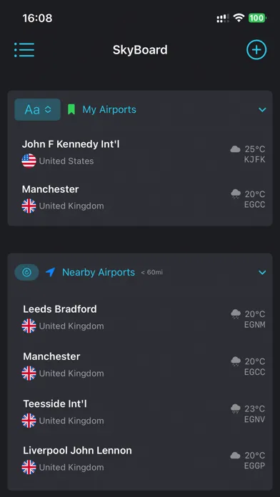 Tangkapan layar Live Flights