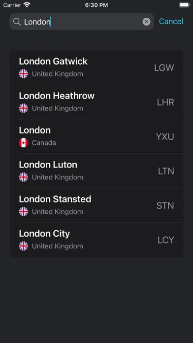 Tangkapan layar Live Flights