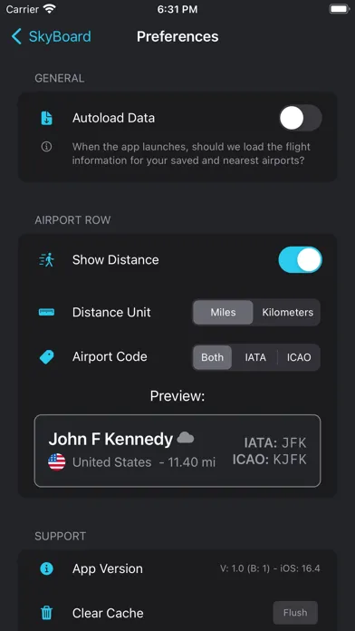Tangkapan layar Live Flights