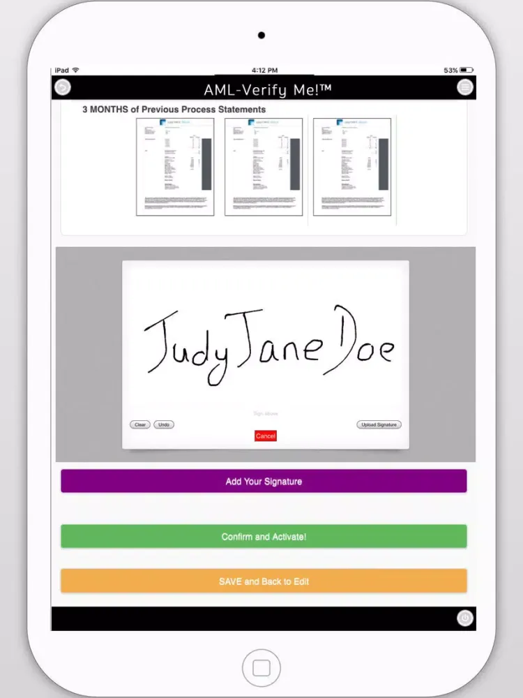 AML-Verify Me! ™ iPad  Ekran Görüntüleri