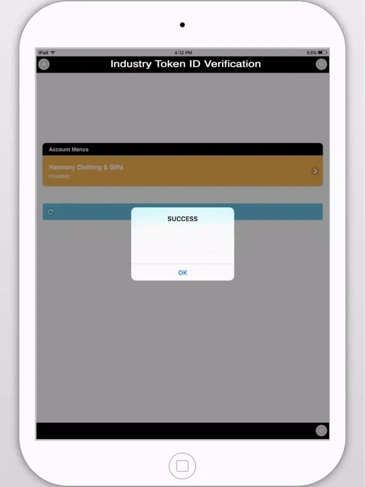 Industry Token ID Verification iPad  Screenshots