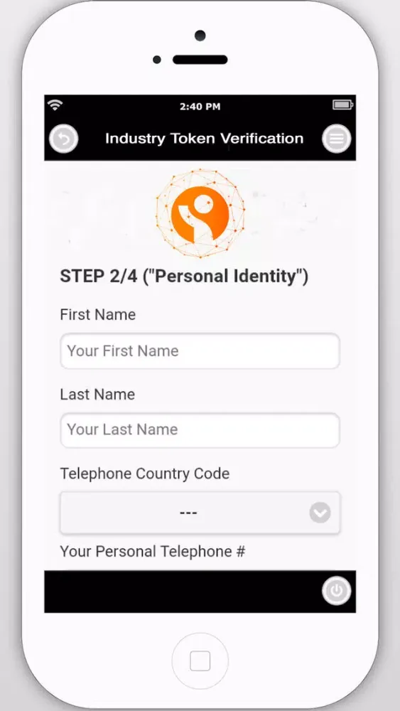 Industry Token ID Verification Screenshots