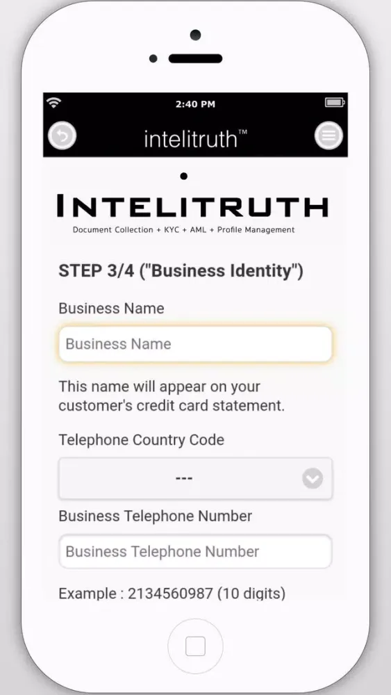 KYC/AML Compliant On•Boarding Screenshots