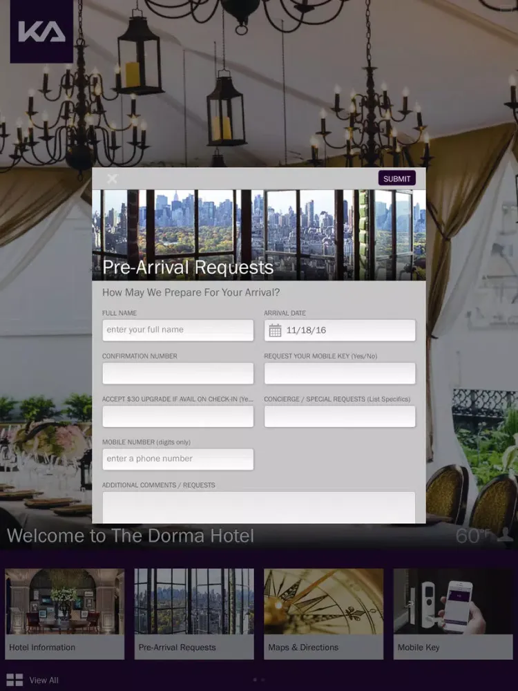 The Dorma Hotel iPad  Screenshots