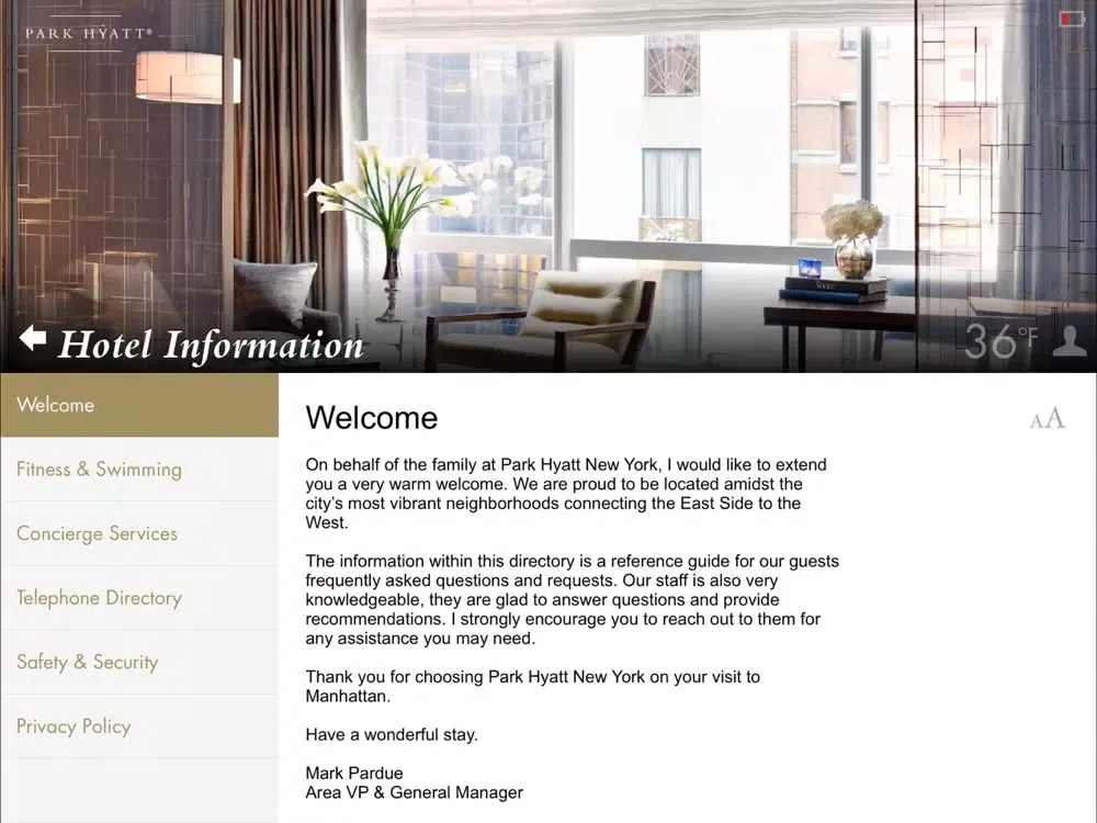 Screenshot di Park Hyatt New York iPad 