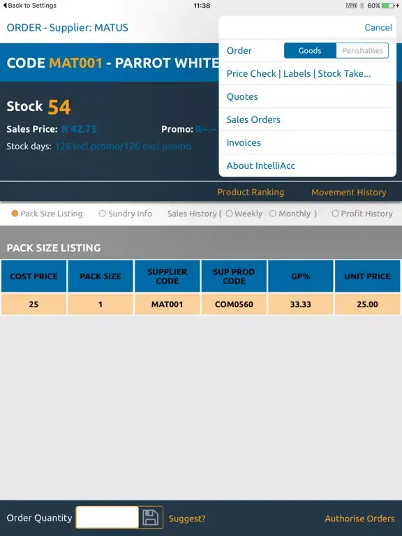 ภาพหน้าจอของ IntellistoX iPad 