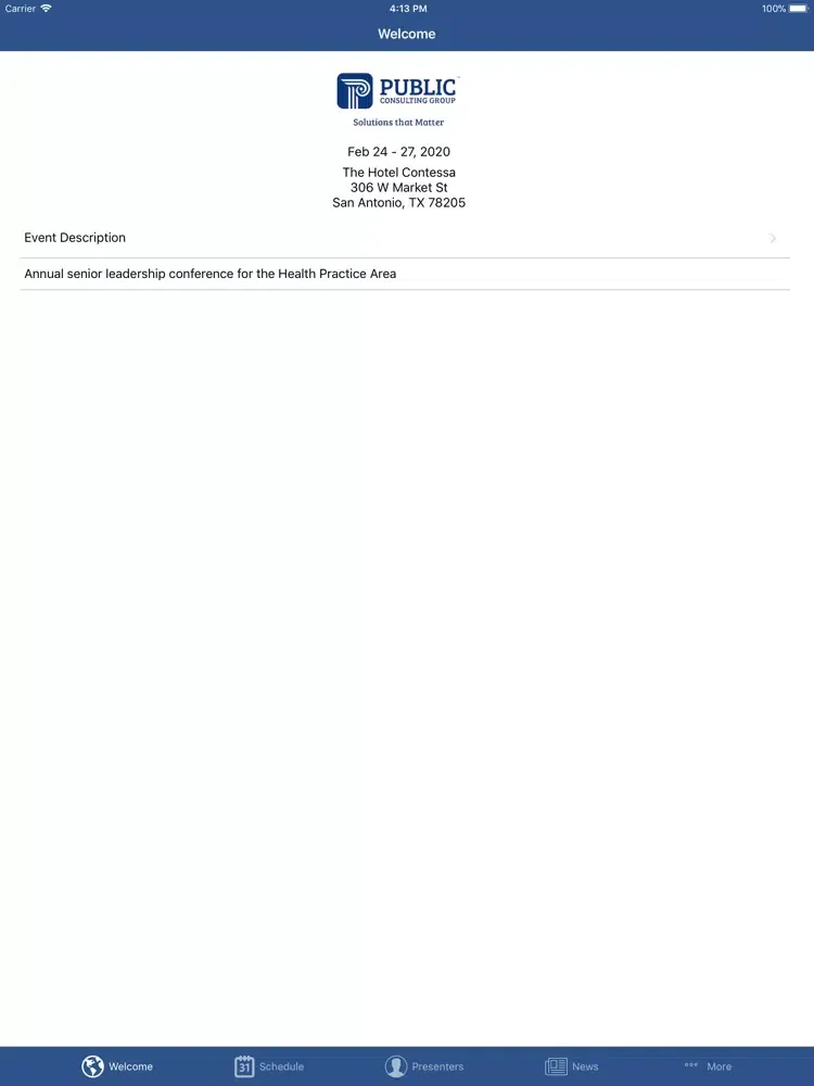 Screenshot di PCG Health SLT Retreat iPad 