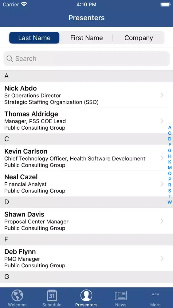 Screenshot di PCG Health SLT Retreat