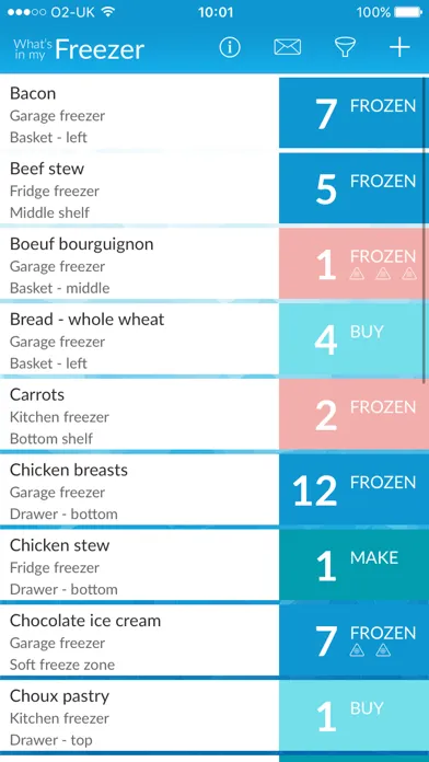 Capturas de tela do What's In My Freezer