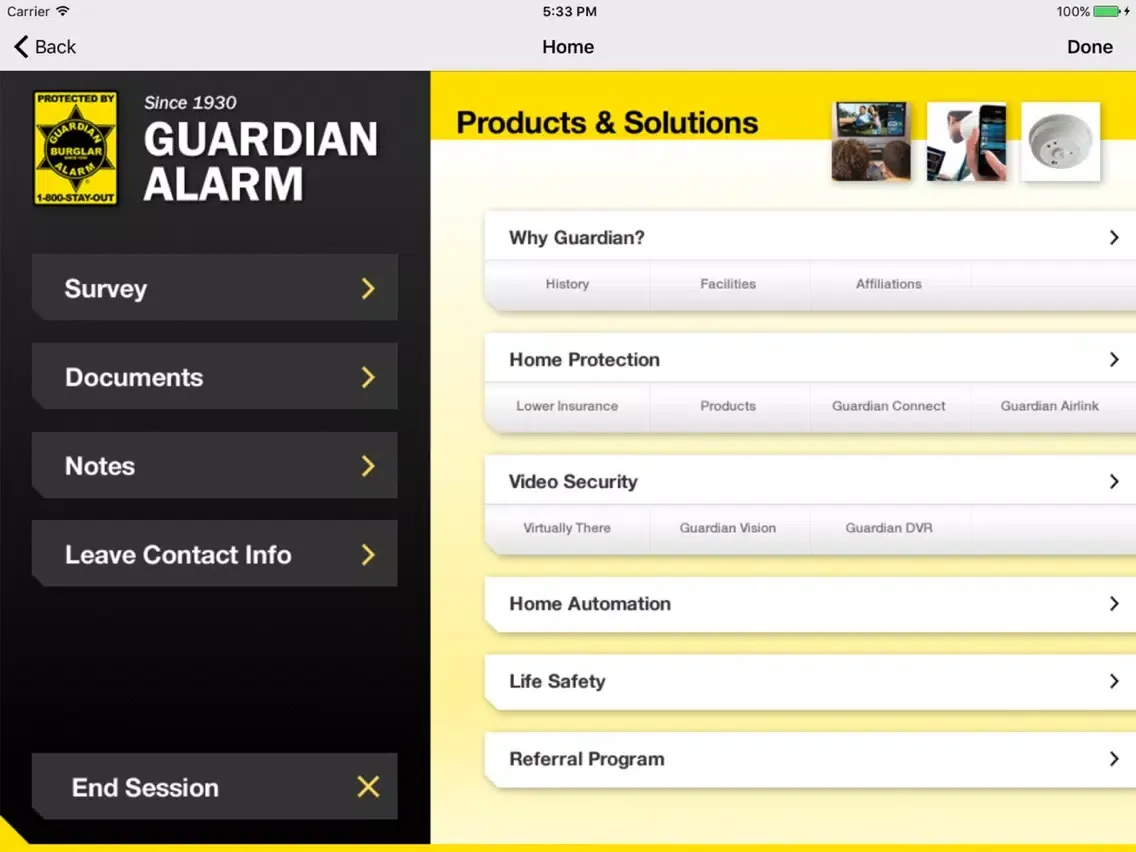 Guardian Alarm iPad  Ekran Görüntüleri