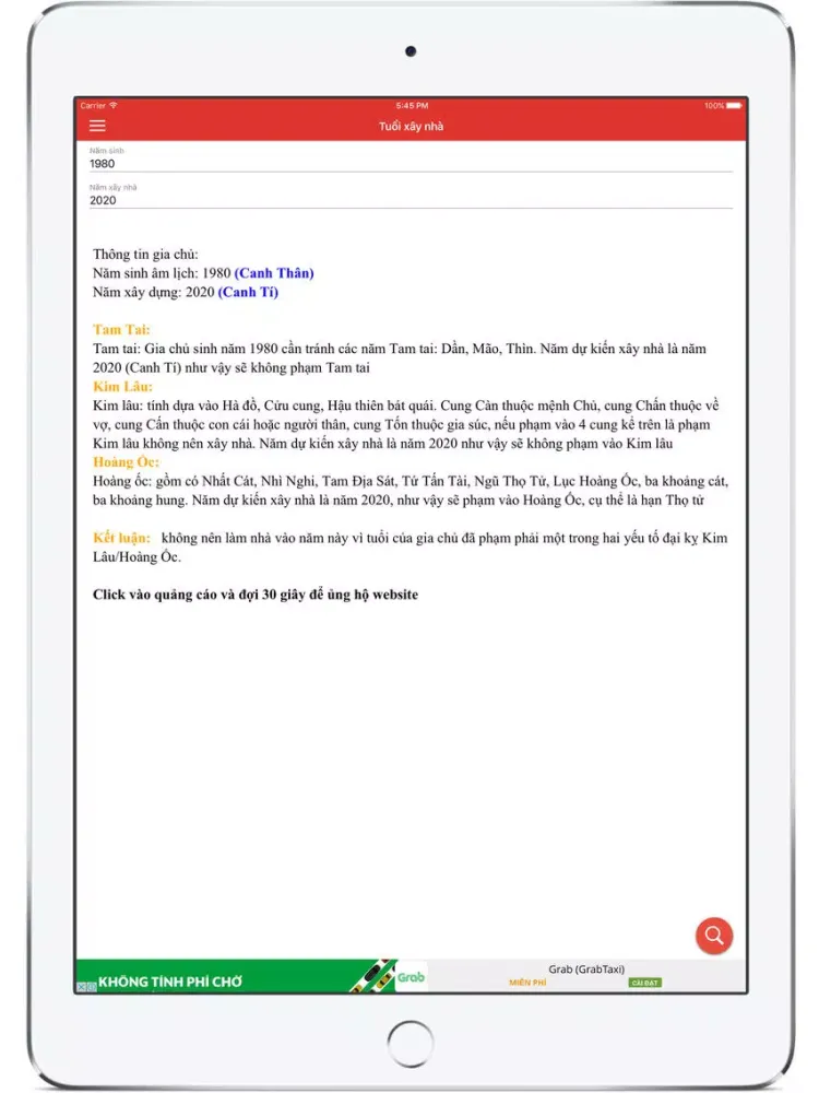 Tử vi bói toán iPad  স্ক্রিনশট