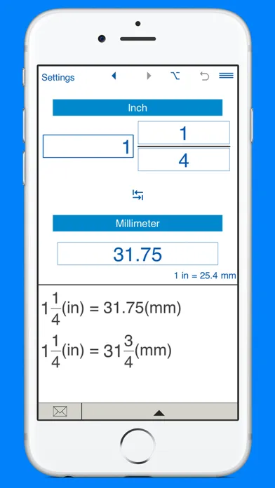 Inches to mm converter स्क्रीनशॉट