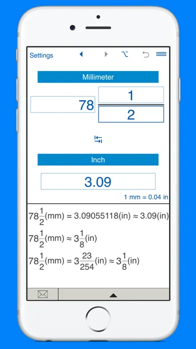 Inches to mm converter स्क्रीनशॉट