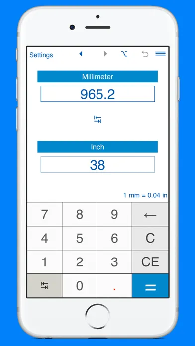 Inches to mm converter स्क्रीनशॉट