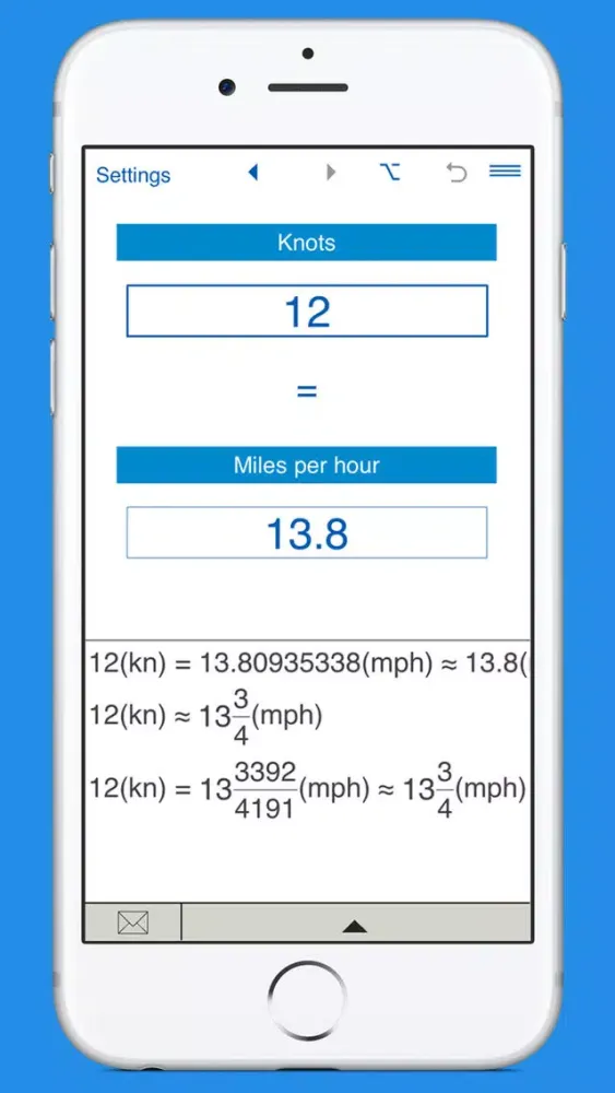 Knots / Miles per hour Converter 스크린샷