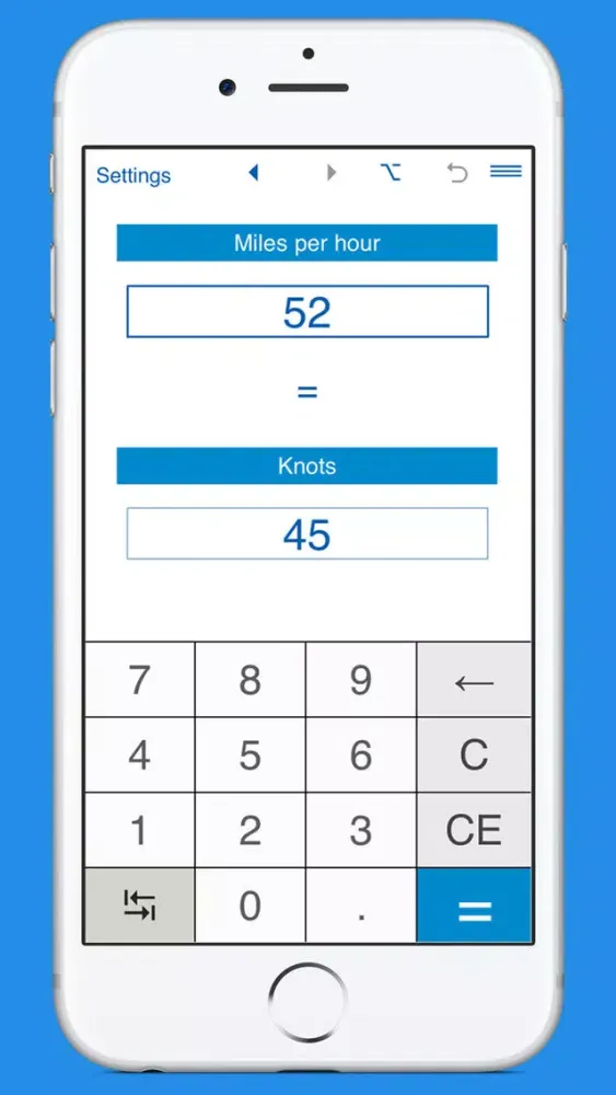 Knots / Miles per hour Converter 스크린샷