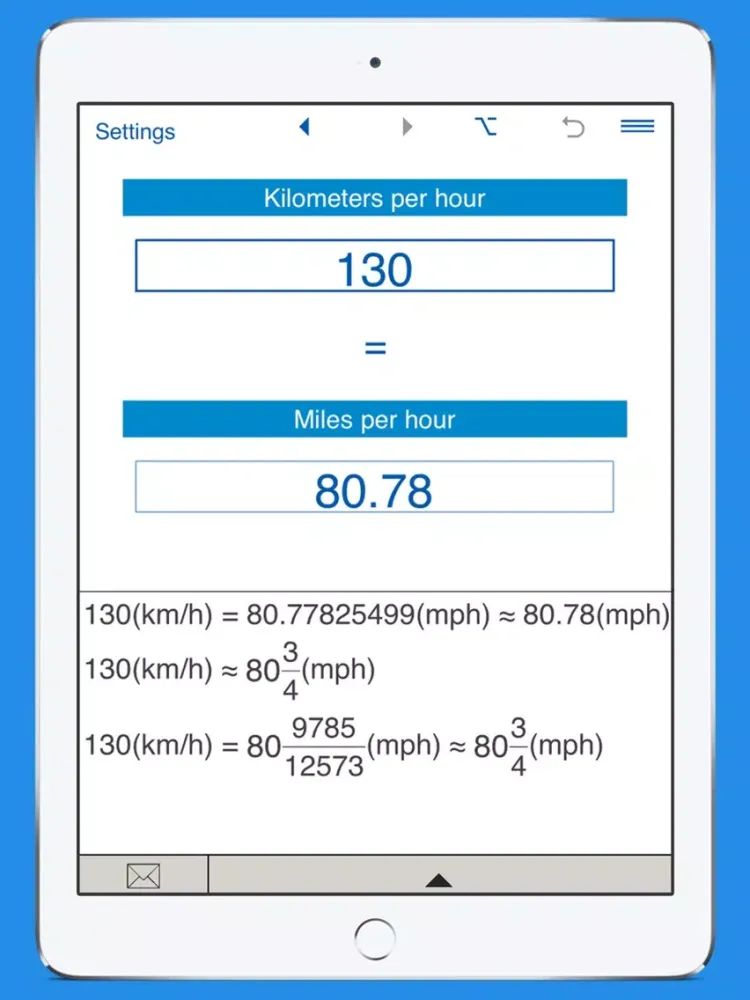 ภาพหน้าจอของ Miles per hour / Kilometers per hour converter iPad 