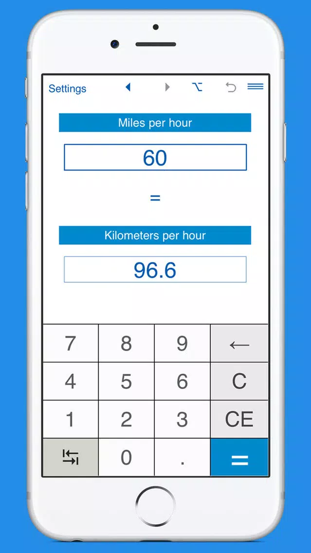 Miles per hour / Kilometers per hour converter Screenshots