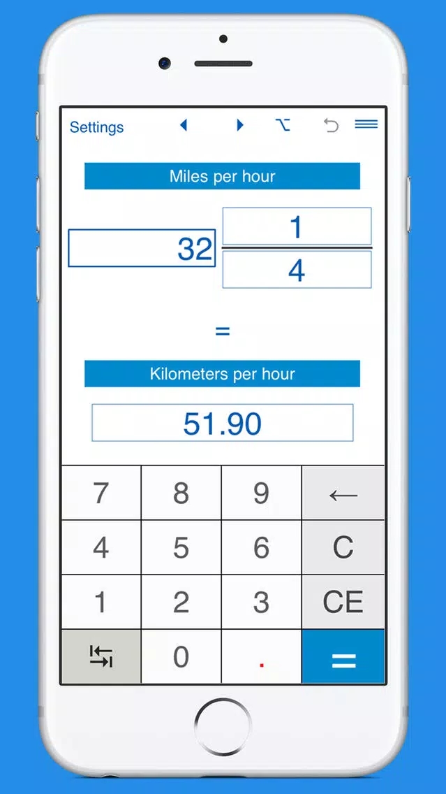 Miles per hour / Kilometers per hour converter Screenshots